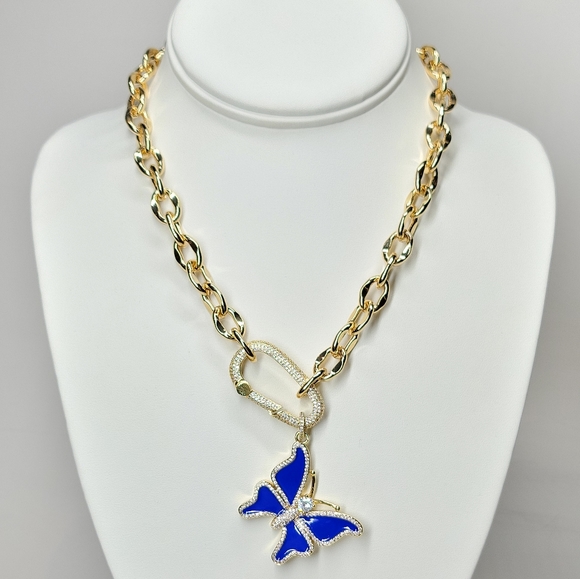 NEW Trendy Statement Pave CZ Carabiner Choker Necklace - Picture 4 of 10